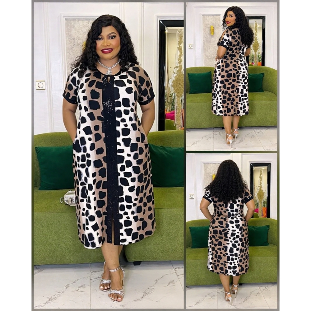Stretch/Knit Cheetah-Print Midi Dress